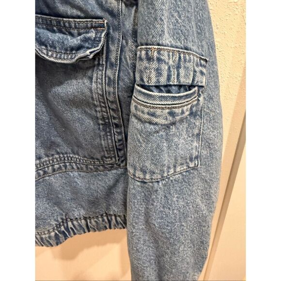 ZARA Women's Long Sleeve Full Zip Denim Bomber Jean Jacket Blue Size 13-14 - Picture 5 of 10